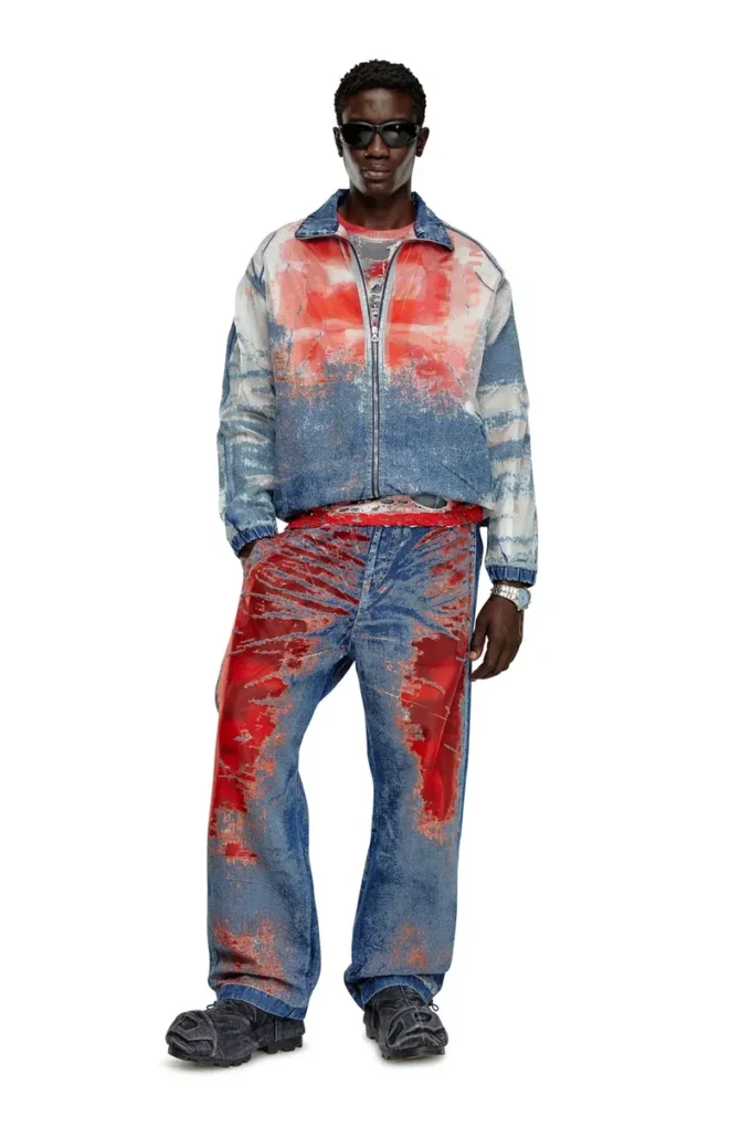 d-krap-fse Jacket in devoré denim with logo d-krap-fse Jacket in devoré denim with logo