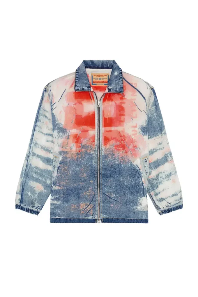 d-krap-fse Jacket in devoré denim with logo d-krap-fse Jacket in devoré denim with logo