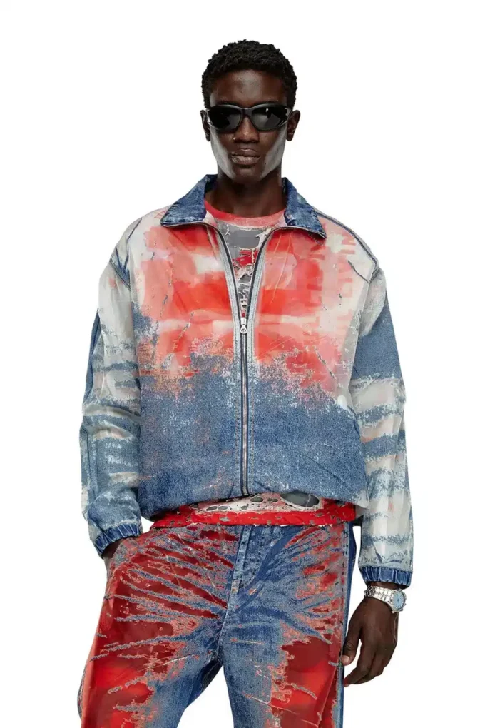 d-krap-fse Jacket in devoré denim with logo d-krap-fse Jacket in devoré denim with logo