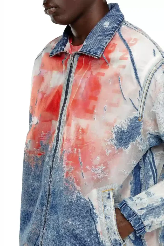 d-krap-fse Jacket in devoré denim with logo d-krap-fse Jacket in devoré denim with logo