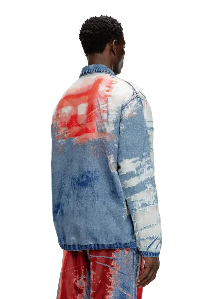 d-krap-fse Jacket in devoré denim with logo d-krap-fse Jacket in devoré denim with logo