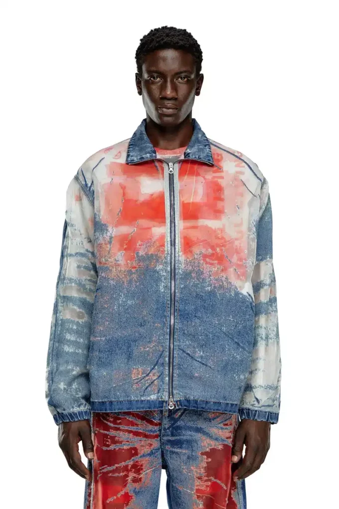 d-krap-fse Jacket in devoré denim with logo d-krap-fse Jacket in devoré denim with logo