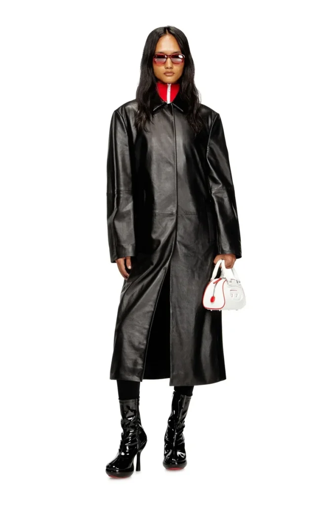 l-ancelot Long padded leather coat l-ancelot Long padded leather coat