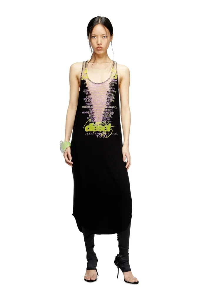 d-shany-long Sleeveless tank dress with lyrics print d-shany-long Sleeveless tank dress with lyrics print