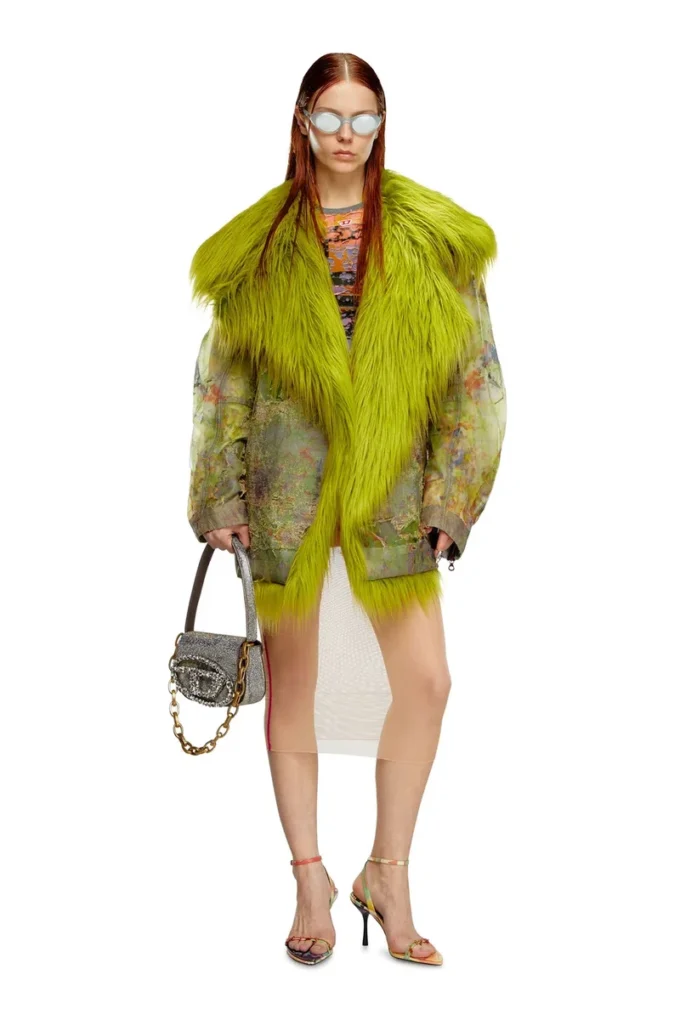 de-bika-fse Printed devoré jacket with shaggy collar de-bika-fse Printed devoré jacket with shaggy collar