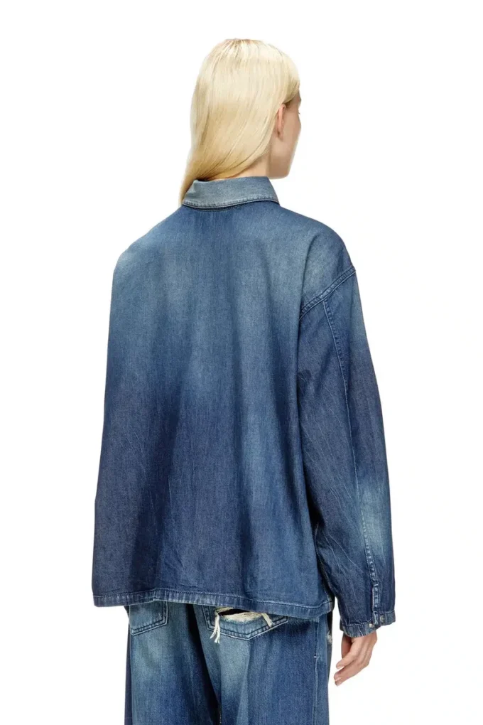 de-priss Henley top in contrast-effect denim de-priss Henley top in contrast-effect denim