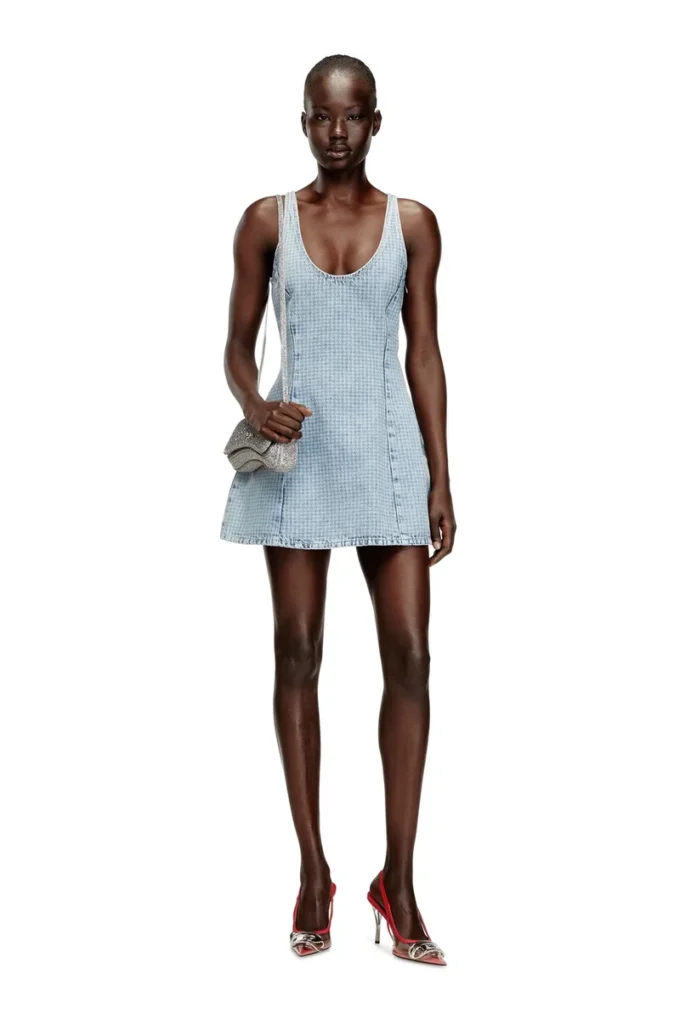 de-sweeney-s1 Short dress in houndstooth denim with crystals de-sweeney-s1 Short dress in houndstooth denim with crystals