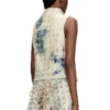 de-tapi-fsh2 Sleeveless top in houndstooth-weave denim de-tapi-fsh2 Sleeveless top in houndstooth-weave denim