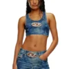 de-top-fse Cropped denim top with crystal plaque de-top-fse Cropped denim top with crystal plaque