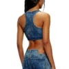 de-top-fse Cropped denim top with crystal plaque de-top-fse Cropped denim top with crystal plaque