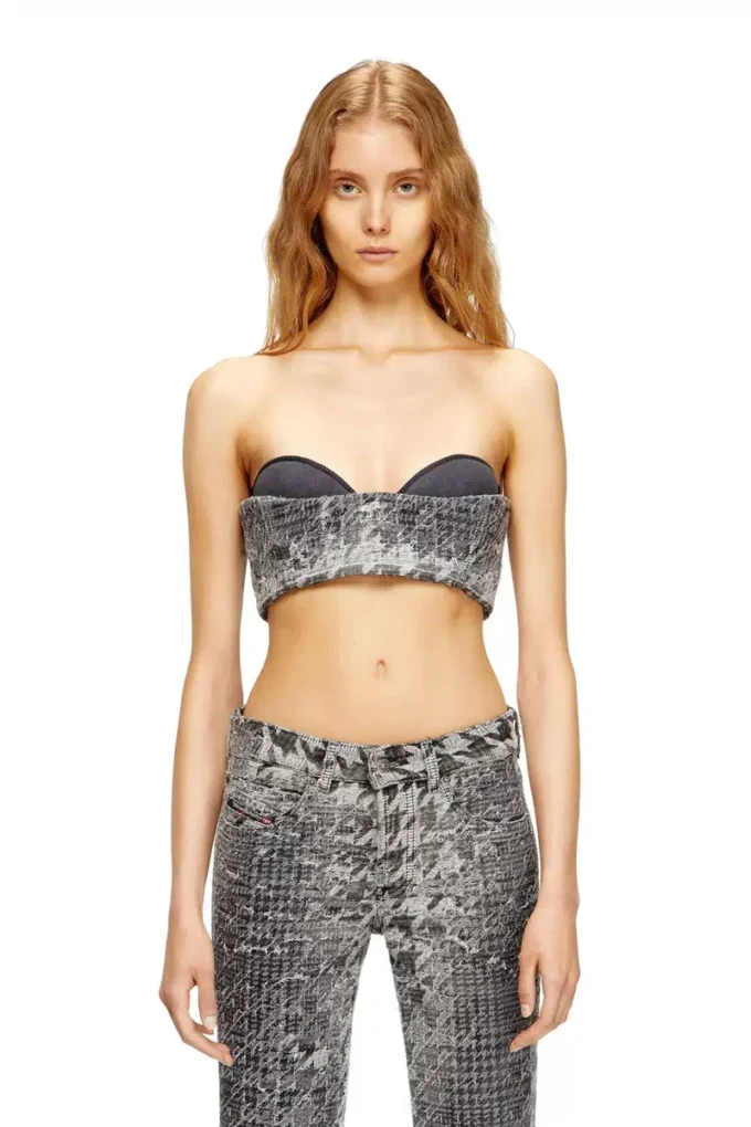 de-toppys-fsh Bralette in Prince of Wales jacquard denim de-toppys-fsh Bralette in Prince of Wales jacquard denim