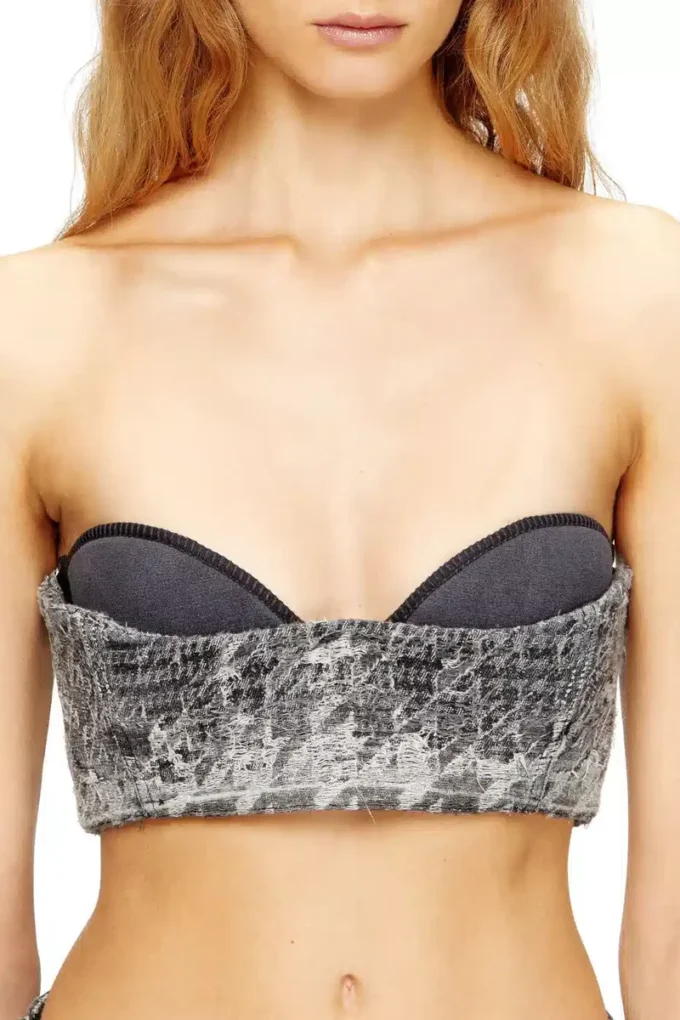de-toppys-fsh Bralette in Prince of Wales jacquard denim de-toppys-fsh Bralette in Prince of Wales jacquard denim