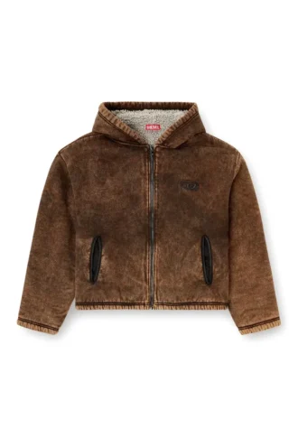 f-ella Acid-wash zip-up hoodie with teddy lining f-ella Acid-wash zip-up hoodie with teddy lining