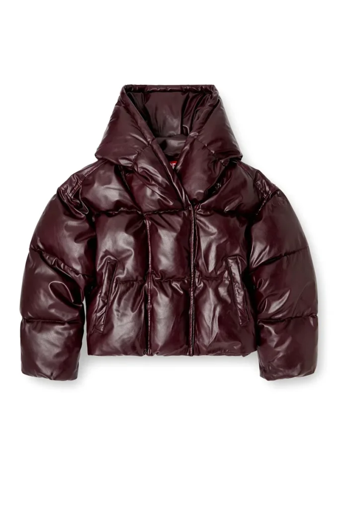 fr-w-illey Burgundy hooded puffer jacket in coated fabric fr-w-illey Burgundy hooded puffer jacket in coated fabric
