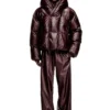 fr-w-myley Hooded puffer jacket in burgundy