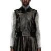 g-inko Bomber vest with distressed effect g-inko Bomber vest with distressed effect