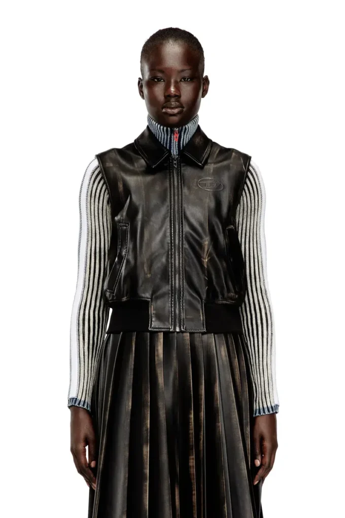 g-inko Bomber vest with distressed effect g-inko Bomber vest with distressed effect