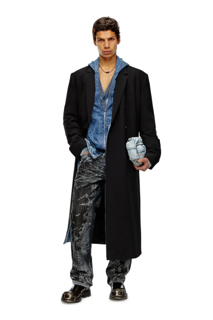 j-ritz Longline cool wool coat in denim detail j-ritz Longline cool wool coat in denim detail