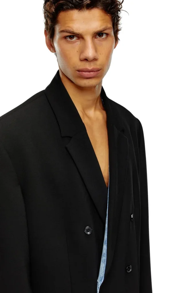 j-ritz Longline cool wool coat in denim detail j-ritz Longline cool wool coat in denim detail