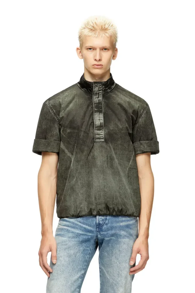 j-valois Short-sleeve jacket in denim-effect nylon j-valois Short-sleeve jacket in denim-effect nylon