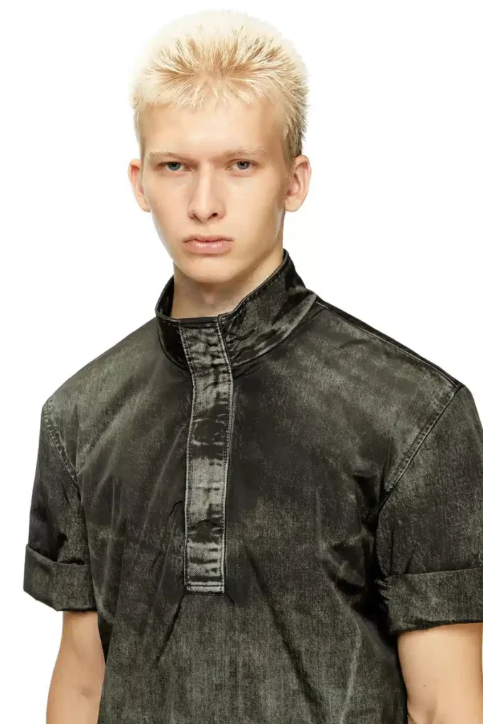 j-valois Short-sleeve jacket in denim-effect nylon j-valois Short-sleeve jacket in denim-effect nylon