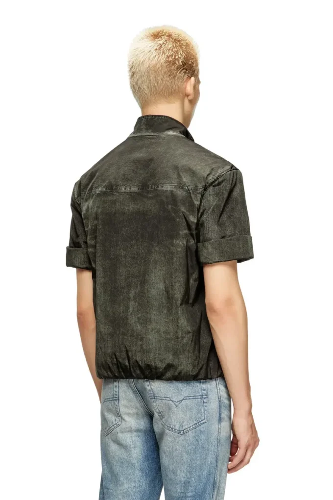 j-valois Short-sleeve jacket in denim-effect nylon j-valois Short-sleeve jacket in denim-effect nylon