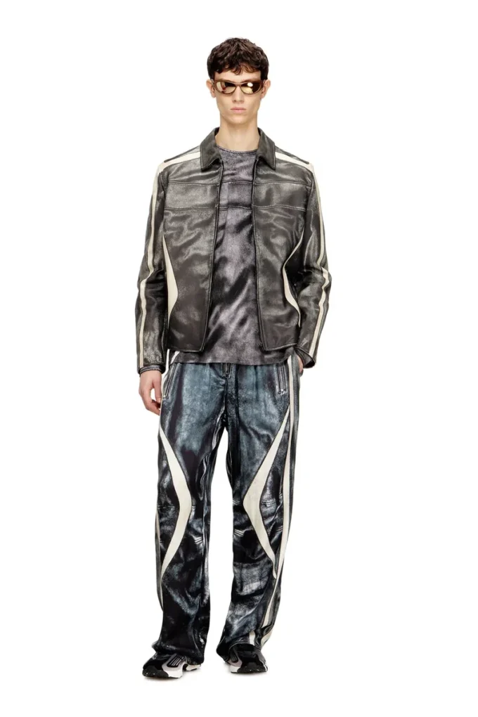 l-amar-enbi Leather coach jacket with biker print l-amar-enbi Leather coach jacket with biker print