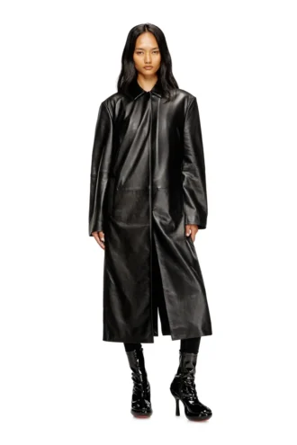 l-ancelot Long padded leather coat l-ancelot Long padded leather coat