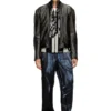 l-aross Distressed leather biker jacket l-aross Distressed leather biker jacket
