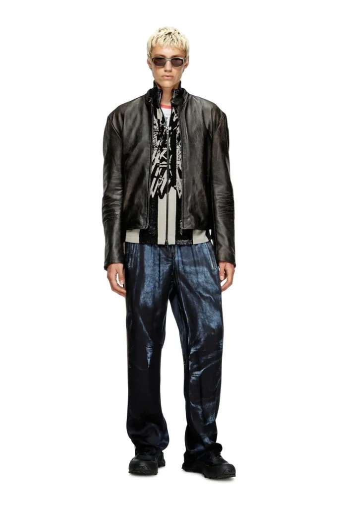 l-aross Distressed leather biker jacket l-aross Distressed leather biker jacket