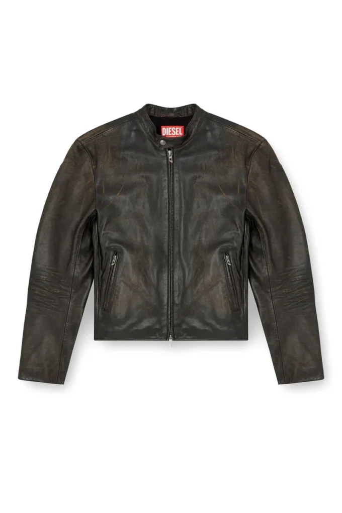 l-aross Distressed leather biker jacket l-aross Distressed leather biker jacket