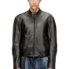 l-aross Distressed leather biker jacket l-aross Distressed leather biker jacket