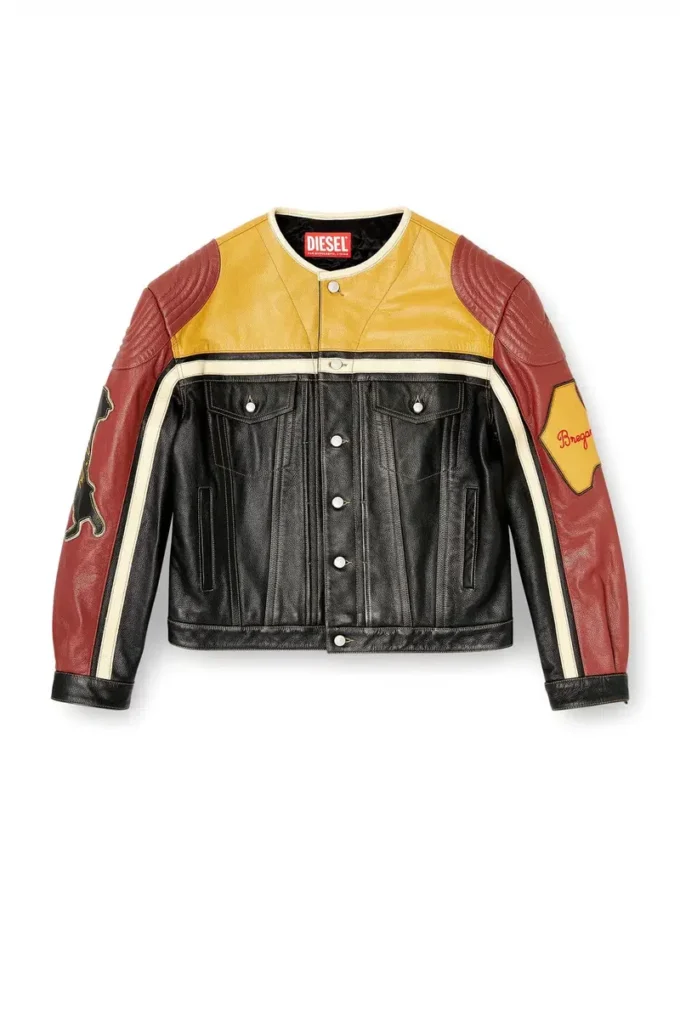 l-coug-20th Leather jacket with patch details l-coug-20th Leather jacket with patch details