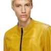 l-evert-a Treated leather biker jacket with faded logo l-evert-a Treated leather biker jacket with faded logo