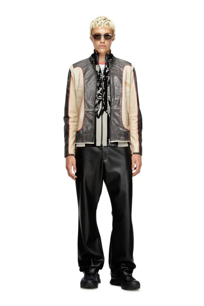 l-evert Trompe l’oeil-effect leather biker jacket l-evert Trompe l’oeil-effect leather biker jacket