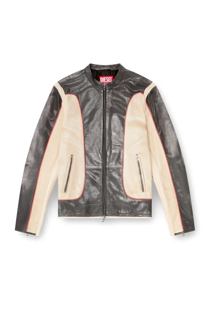 l-evert Trompe l’oeil-effect leather biker jacket l-evert Trompe l’oeil-effect leather biker jacket