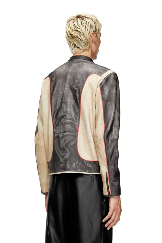l-evert Trompe l’oeil-effect leather biker jacket l-evert Trompe l’oeil-effect leather biker jacket