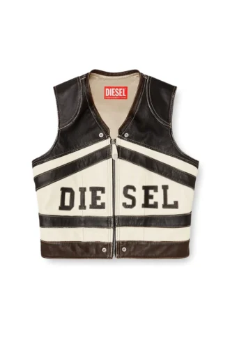 l-flycou-20th Leather vest with front logo and contrast stripes l-flycou-20th Leather vest with front logo and contrast stripes
