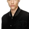 l-nyman Varsity bomber jacket in cotton and leather