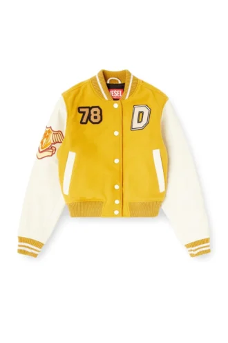 l-real-cp Cropped varsity jacket in wool and leather l-real-cp Cropped varsity jacket in wool and leather
