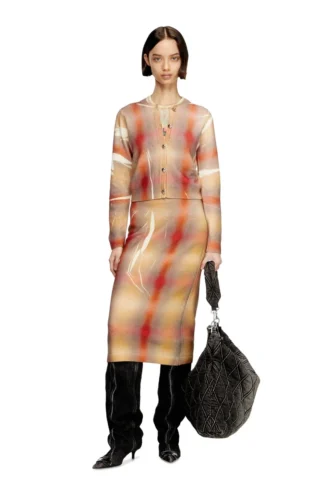 m-chloty Wool cardigan with distorted check print m-chloty Wool cardigan with distorted check print