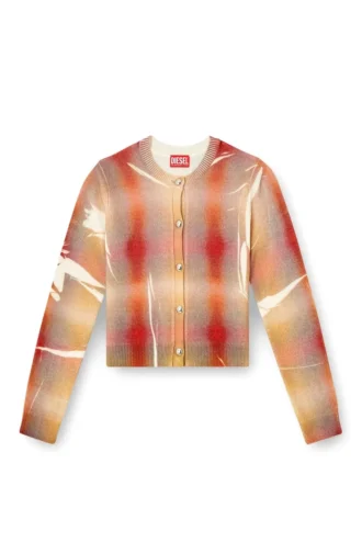 m-chloty Wool cardigan with distorted check print m-chloty Wool cardigan with distorted check print