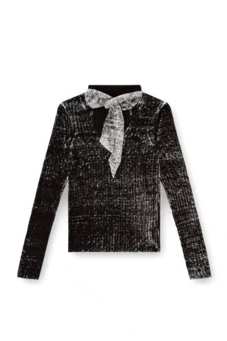 m-elan Keyhole neck-tie jumper in linen m-elan Keyhole neck-tie jumper in linen