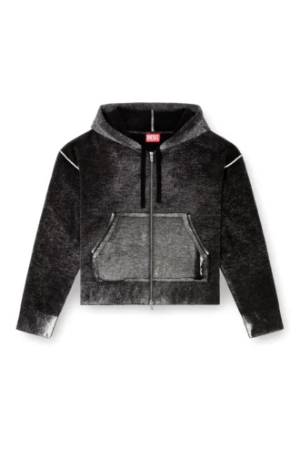 m-hermine Reverse-print hooded cardigan in wool m-hermine Reverse-print hooded cardigan in wool