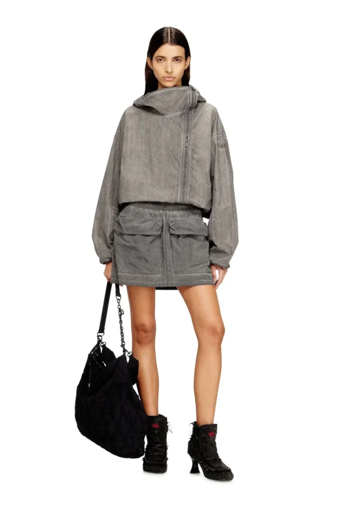 o-cean-s1 Nylon mini skirt with maxi pouch pockets o-cean-s1 Nylon mini skirt with maxi pouch pockets
