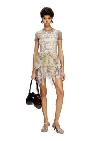 o-silla Crinkled skirt mixed medieval print o-silla Crinkled skirt mixed medieval print