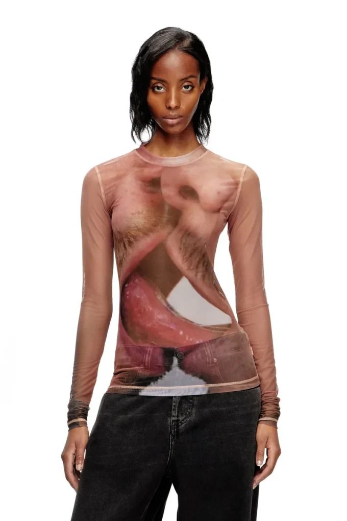pr-t-sielar-tom25-1 Long-sleeve top in printed technical mesh pr-t-sielar-tom25-1 Long-sleeve top in printed technical mesh