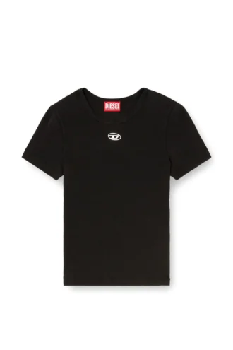 t-ele-long-od Slim ribbed T-shirt with metallic Oval D t-ele-long-od Slim ribbed T-shirt with metallic Oval D