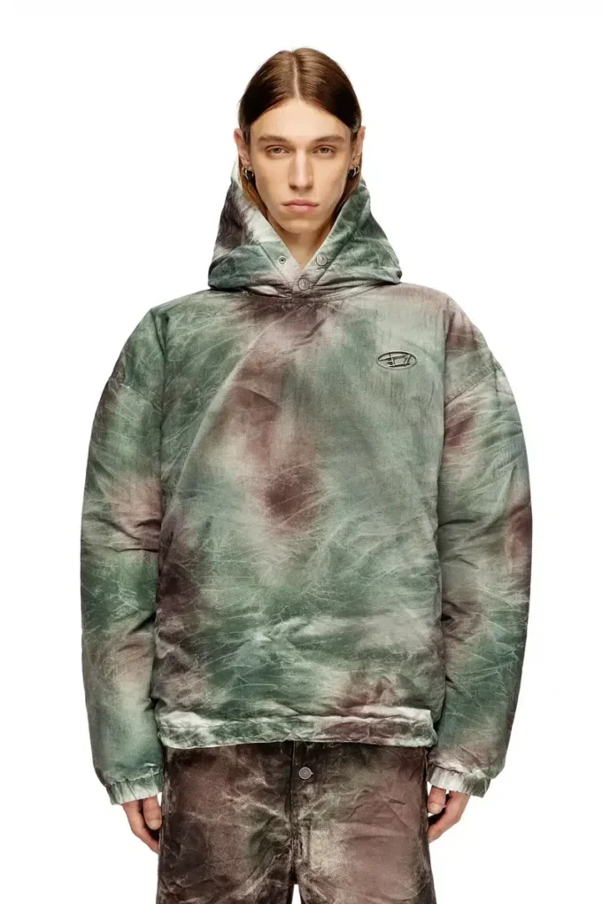 w-thug-jkt-puffy Puffy hooded jacket in camo nylon w-thug-jkt-puffy Puffy hooded jacket in camo nylon